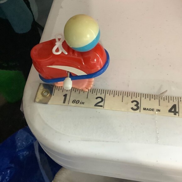 Vtg Wind-Up Sneaker Foot Ball Toy Shoe Design Red Blue RARE - Picture 9 of 9